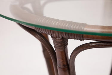 КОМПЛЕКТ НЕВ БОГОТА ( диван + 2 кресла + стол со стеклом ) /с подушками/ ротанг, кр:61х67х78,5см, дв:108х66х78,5см, ст:Д60х56,5см, валнут (грецкий орех) / NEW BOGOTA ст:D60х56,5см, walnut