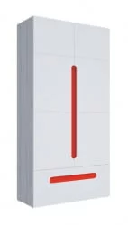 Шкаф двустворчатый с ящиками Палермо Юниор 07 Белый глянец Ясень шимо светлый Красный