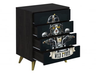 Комод Фьюжн КМ-001 дуб крафт золотой/БИКЕР CАТ / золотой/BIKER CAT
