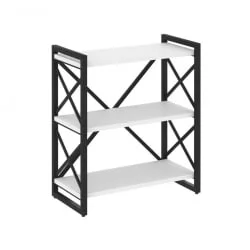 Стеллаж на регулируемых опорах - 3 полки ЛОФТ ВР.Л-МСТ.О-3.8 Металл черный Белый Бриллиант / LOFT VR.L-MST.O-3.8