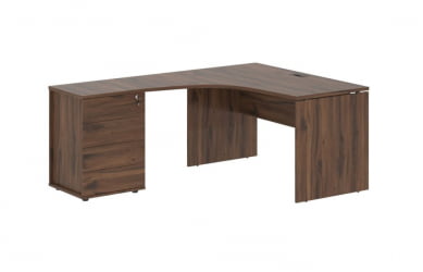 Стол эргономичный с тумбой левый ЕДИС ЕДCЕТ 1318 Л Дуб Денвер темный Мокко / EDIS EDCET L