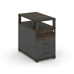 Тумба приставная с 3-мя ящиками и надставкой CОНCЕПТ CН.ТГП-001 Б/В Дуб Мали Антрацит / CONCEPT CN.TGP-001 B/W