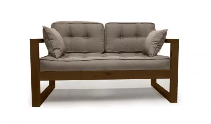 Диван для балкона двухместный ДЕмоку Д-2 бежевый_темный дуб / DEmoku