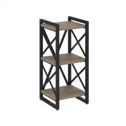 Стеллаж на регулируемых опорах - 3 полки ЛОФТ ВР.Л-МСТ.О-3.4 Металл черный Тиквуд темный / LOFT VR.L-MST.O-3.4