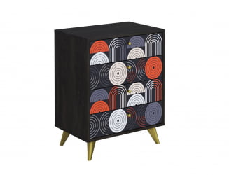 Комод Фьюжн КМ-001 АРТ  Угольный камень/ВИНИЛ / камень/VINIL