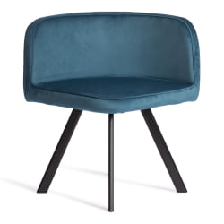 Комплект (стол, 4 стула) КУАДРОН (мод. ПТ14) Стол: МДФ/металл, стул: металл/велюр, 100х100х73 см, 69х56х71 см, Блуе (синий) ХЛР62/черный / QUADRON (mod. PT14) Blue HLR62/черный