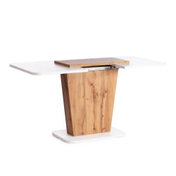 Обеденный стол ГЕНТ ЛДСП, 110-145кс68,6кс75,5 см, Дуб вотан/Белый / GENT 110-145x68,6x75,5