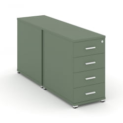 Тумба двухсторонняя опорная приставная с 4-мя ящиками CОНCЕПТ CН.ДТГО-002 Б/В Кобо Белый / CONCEPT CN.DTGO-002 B/W