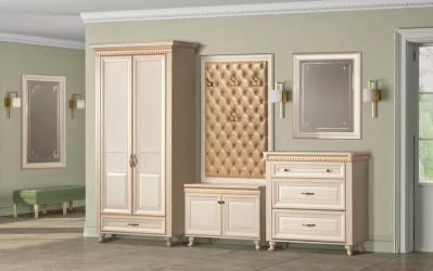 Прихожая в коридор классическая Марлен №10 Кремовый белый Патина