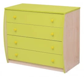 Детский комод с 4-мя ящиками Юниор-11.3 Дуб молочный/Ярко-розовый