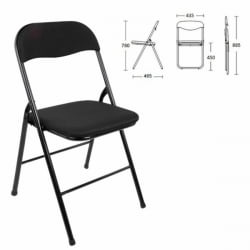 Стул складной для дома и офиса БРАБИКС Голф CФ-007 ткань Черный / BRABIX Golf CF-007