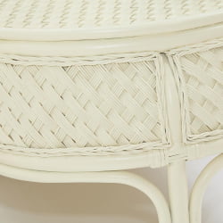 Комплект обеденный АНДРЕА ГРАНД (стол со стеклом+6 кресел+ подушки) ТCХ Вхите (белый), Ткань рубчик, цвет кремовый / ANDREA GRAND TCH White