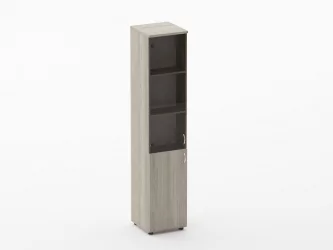 Шкаф высокий со стеклом Твин 16.16.13Л Дуб Сантана светлый / Twin