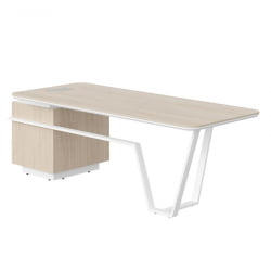 Стол руководителя правый Лине СФ-571101.1 Дуб светлый Белый / Line