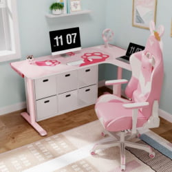 Стол письменный (для компьютера) угловой ЕУРЕКА ЕРК-Л60Р-ПК-В2 (правый), розовый / EUREKA ERK-L60R-PK-V2