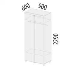 Шкаф для одежды со штангой Катрин 92.11 Дуб венге Белый песок Браун вуд