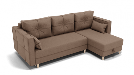 Диван Консул-2 ППУ угол левый/правый (ЗР) Цвет фасада: Светло коричневый; Тип: Левый/правый; Материал фасада: Металл/Велюр