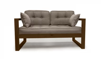 Диван двухместный ДЕмоку Д-2 бежевый-темный дуб / DEmoku