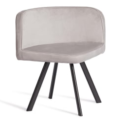 Комплект (стол, 4 стула) КУАДРОН (мод. ПТ14) Стол: МДФ/металл, стул: металл/велюр, 100х100х73 см, 69х56х71 см, Лигхт-грей(св-серый) ХЛР-14/черный / QUADRON (mod. PT14) Light-grey(св-серый) HLR-14/черный