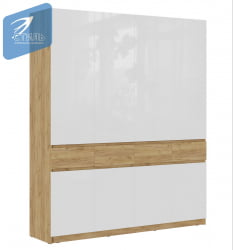 Шкаф 4створчатый Бостон ШК-004 Дуб крафт золотой/Белый глянец