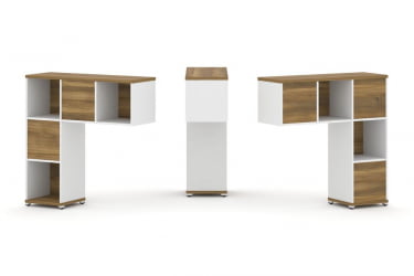 Надставка на стол низкая двухсторонняя + задняя стенка (5 шт.) CОНCЕПТ CН.ДНН-001 Сандал Янтарный Белый бриллиант Белый металл / CONCEPT CN.DNN-001