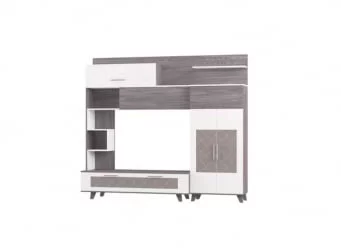 Классическая стенка в гостиную Элена Лайт 1 Ясень Черный Бодега Белый