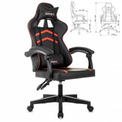 Кресло компьютерное БРАБИКС Шоотер ГМ-123, 2 подушки, экокожа, черное/красное / BRABIX Shooter GM-123,