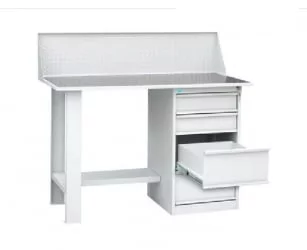 Верстак слесарный однотумбовый  (тумба с 4-мя ящиками), с экраном