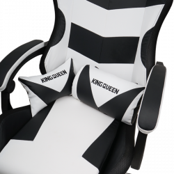 Кресло 1209 КИНГКУЕЕН, цвет черный/белый с подсветкой, 1209-блаcк-вхите-масс-лед / KINGQUEEN, 1209-black-white-mass-led