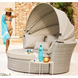 Диван-трансформер из искусственного ротанга АФМ-325 Беиге / AFM-325 Beige