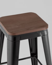 Стул барный ТОЛИКС черный глянцевый + темное дерево КД / TOLIX KD