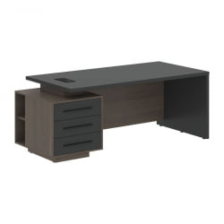 Стол руководителя левый ВЕЛИОН ВCТ 2090 Л Яшма черный Дуб Сильвер / VELION VCT L