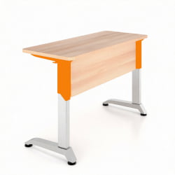 Парта двухместная Де Гласси Н (рост 3-5)  ЛДСП Дуб молочный/ Металл Серый+Оранжевый