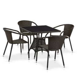 Комплект плетеной мебели Т197БТ/Й137C-В53 Бровн 4Пcс / T197BT/Y137C-W53 Brown 4Pcs