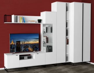 Полка в гостиную Ситй средняя белый / City