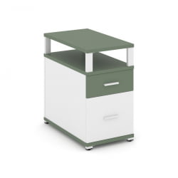 Тумба опорная/приставная с ящиком, распашным фасадом и надставкой CОНCЕПТ CН.ТГП-002 Б/В Кобо Белый бриллиант Белый / CONCEPT CN.TGP-002 B/W