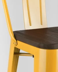 Стул барный Толикс Воод 75.5  со спинкой Желтый / Tolix Wood