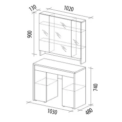 Туалетный столик с зеркалом Кашемир 20 Дуб Кронберг/Кашемир