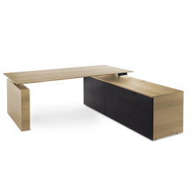 ТЕСЛА Стол письм. с тумбой ДКС СВ.ЭВКАЛИПТ/ЧЕРНЫЙ 110 102 ЕCЛ-Л БЛ / TESLA DX ECL-L BL