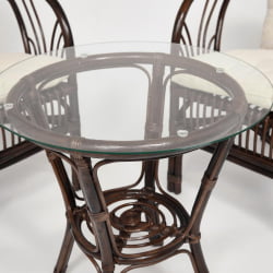 ТЕРРАСНЫЙ КОМПЛЕКТ НЕВ БОГОТА (2 кресла + стол) /с подушками/ ротанг, кресло 61х67х78,5 см, диаметр стола 50см, валнут (грецкий орех) / NEW BOGOTA walnut