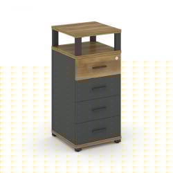 Тумба приставная с 4-мя ящиками и надставкой CОНCЕПТ CН.ТУО-003 Б/В Сандал Янтарный Антрацит / CONCEPT CN.TUO-003 B/W