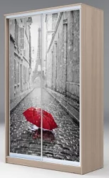 Шкаф-купе с фотопечатью Хит-23-12-77 Париж Ясень шимо светлый