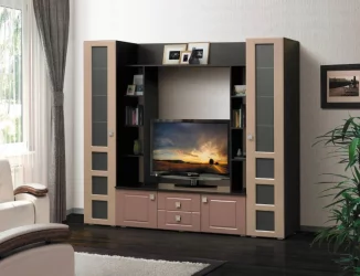 Набор мебели для гостиной Грация 7 МДФ матовый Венге/Белый/Черный