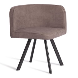 Комплект (стол, 4 стула) КУАДРОН (мод. ПТ14) Стол: МДФ/металл, стул: металл/шенилл, 100х100х73 см, 69х56х71 см, Моча (мокко) ЛЙ1701-27/черный / QUADRON (mod. PT14) Mocha LY1701-27/черный