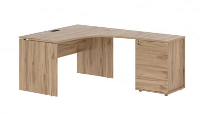 Стол эргономичный с тумбой правый ЕДИС ЕДCЕТ 1518 Р Дуб Денвер светлый Черный / EDIS EDCET R