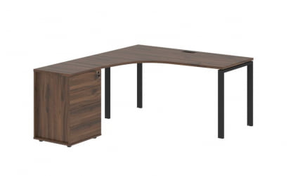 Стол эргономичный с тумбой левый ЕДИС ЕУCЕТ 1518 Л Дуб Денвер темный Черный / EDIS EUCET L