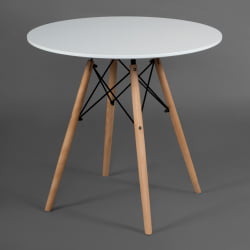 Стол CИНДЙ НЕКСТ (мод. 70-80 МДФ) металл/мдф/бук, Д70х75см, белый/натуральный / CINDY NEXT (mod. MDF) D70х75см,