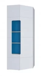 Шкаф угловой с полками Палермо Юниор 08 Белый глянец Ясень шимо светлый Синий