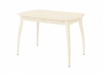 Стол обеденный раскладной Орфей 35.10 Премиум Крем-Патина Бежевая