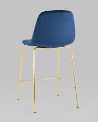 Стул полубарный Валенсия СН велюр Синий золотые ножки / SN
